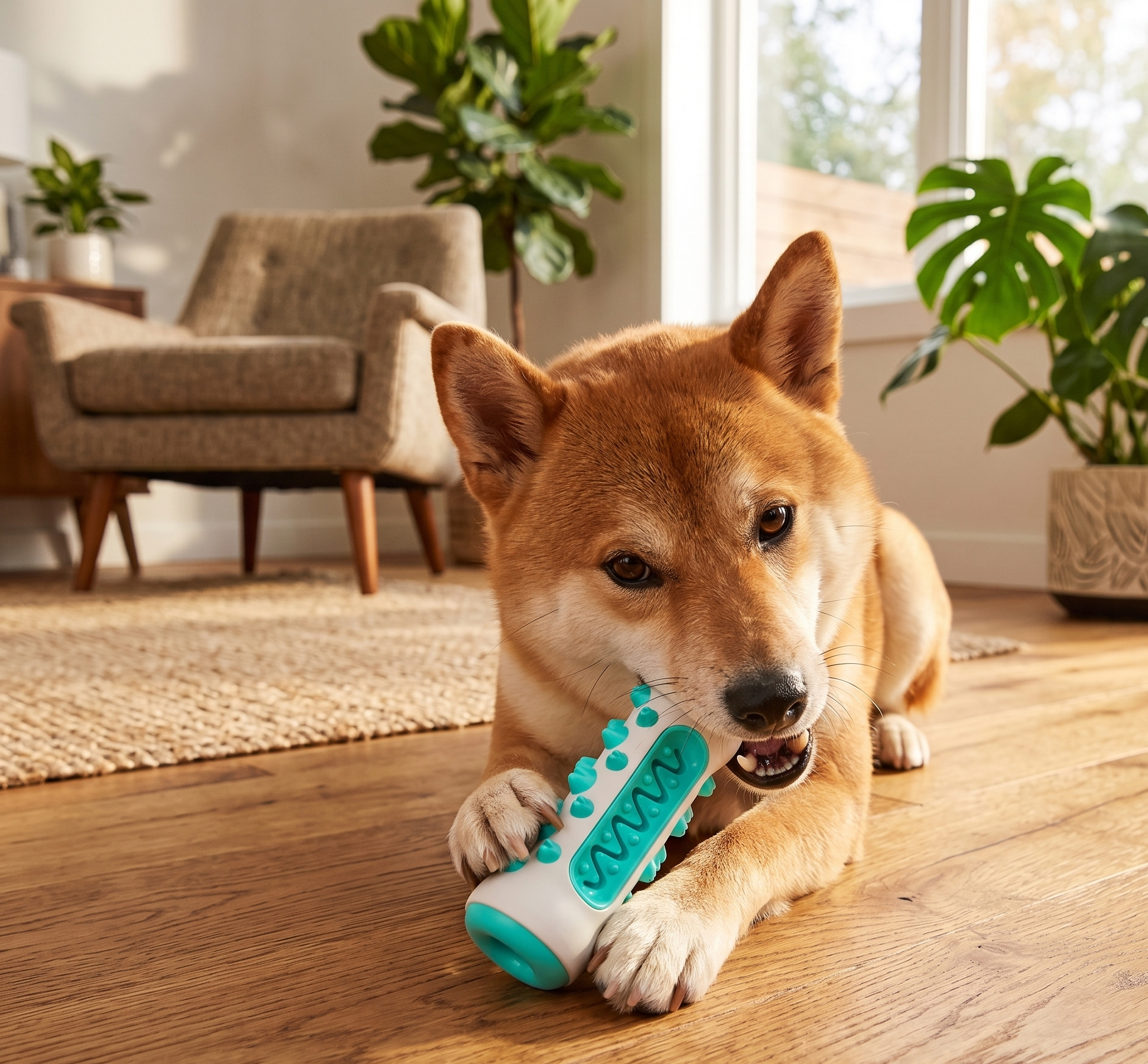 PawComfort DentalGuard™ — Treat-Dispensing Bristle Chew Toy for Anxious Dogs