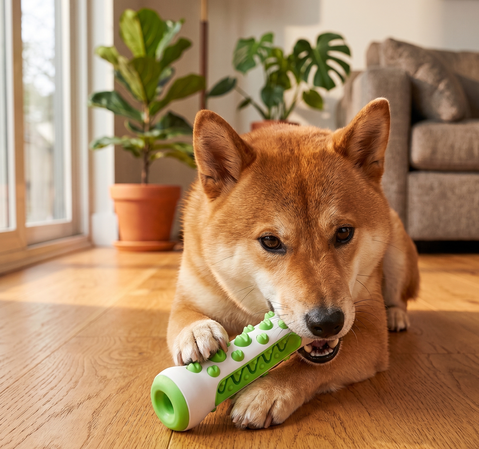 PawComfort DentalGuard™ — Treat-Dispensing Bristle Chew Toy for Anxious Dogs