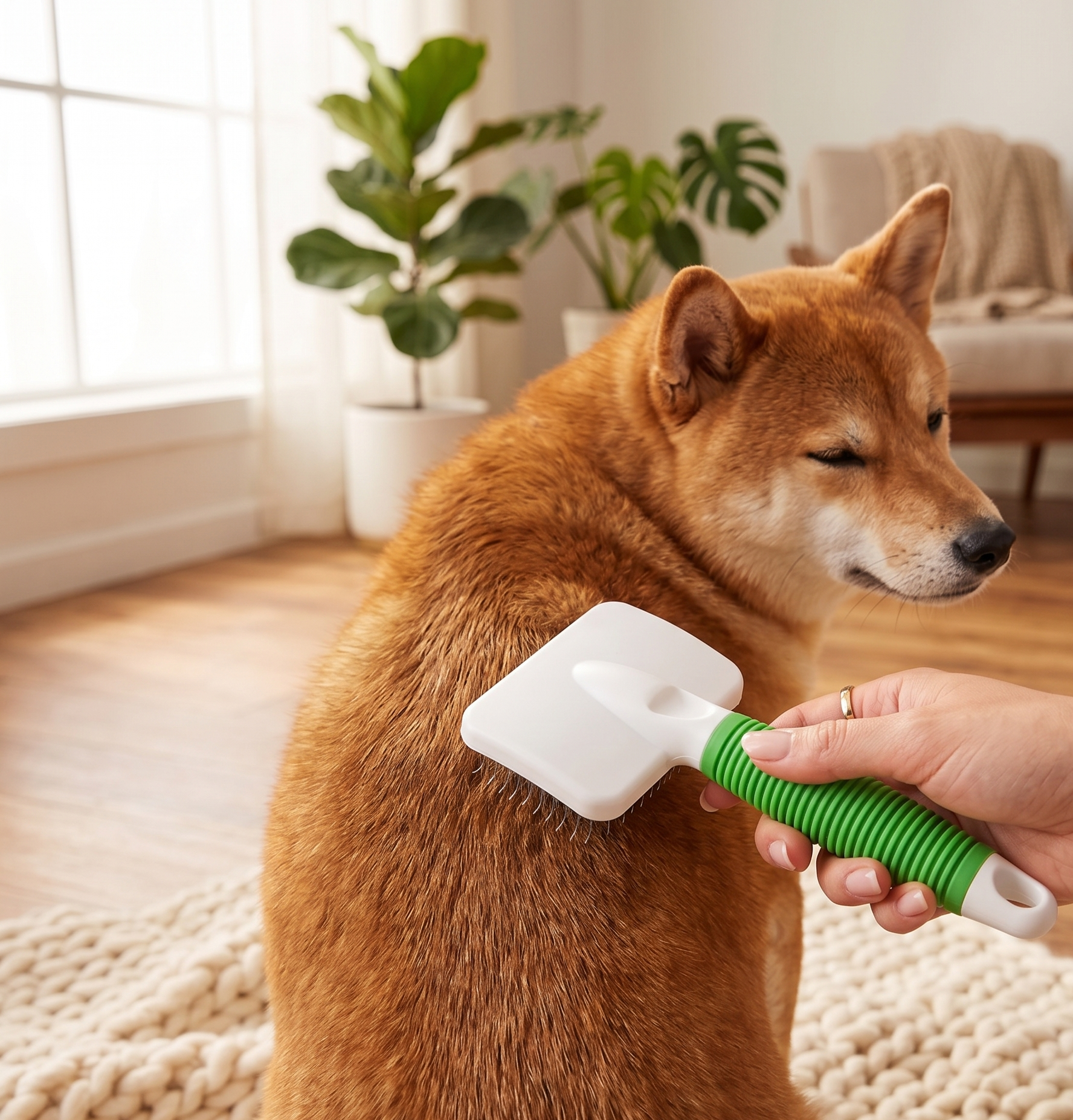 PawComfort GroomEase™ — Rounded-Pin Slicker Brush That Turns Grooming Into Massage (All Breeds)